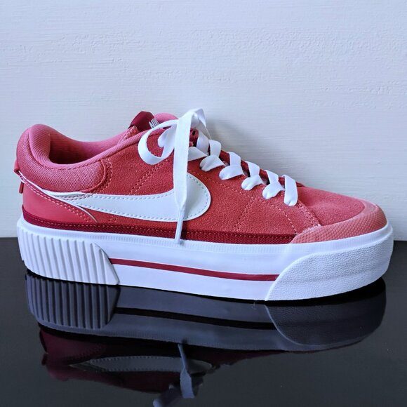 Nike Women's Court Legacy Lift Sneaker in Such Amazing Adobe/Team Red/Dragon Red - Picture 1 of 14